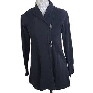 Lucky Brand Knit Jacket Cotton Black Toggle Button Lightweight Women's Small